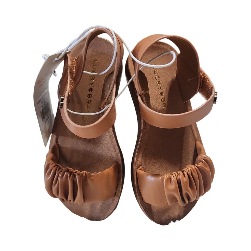 Lucky Brand Kids Grace YGS Strappy Sandals Cognac Brown Size 7 Youth NIB
